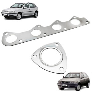Kit Junta Coletor de Escapamento e Saida de Escapamento VW Polo Gol- 2 peças