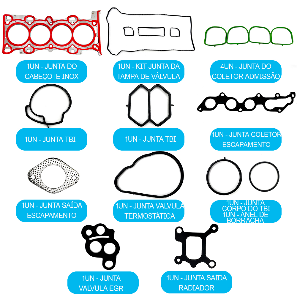 Kit de Juntas Superior Ford Ecosport/Fiesta/Focus/Fusion/Mondeo 2.0 16V Duratec/CJBA - Imagem 2