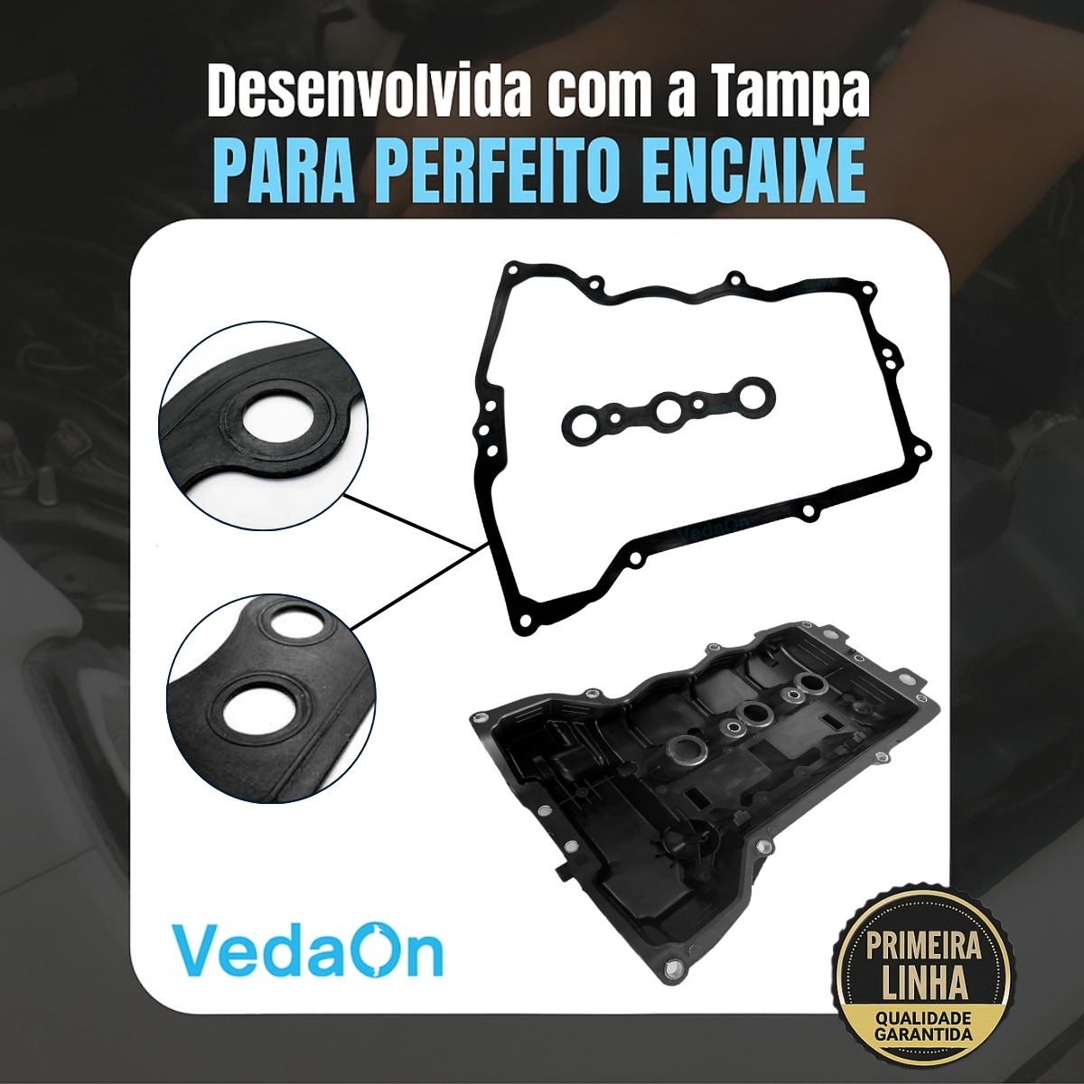 Junta Tampa de Válvula Renault Logan Sandero 1.0 12v Flex 3cc - Borracha - Imagem 5