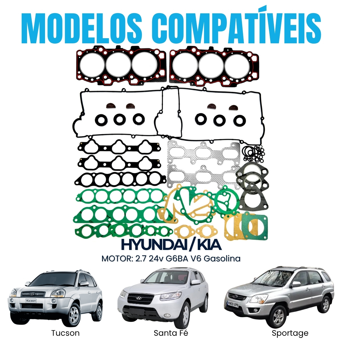 Jogo Junta Completo Hyundai Tucson Santa Fé Vera Cruz 2.7 24V V6 G6BA - Imagem 3