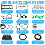 Jogo de junta completo com retentor Toyota Hilux Sw4 2.7 16V 2TR-FE - Imagem 2