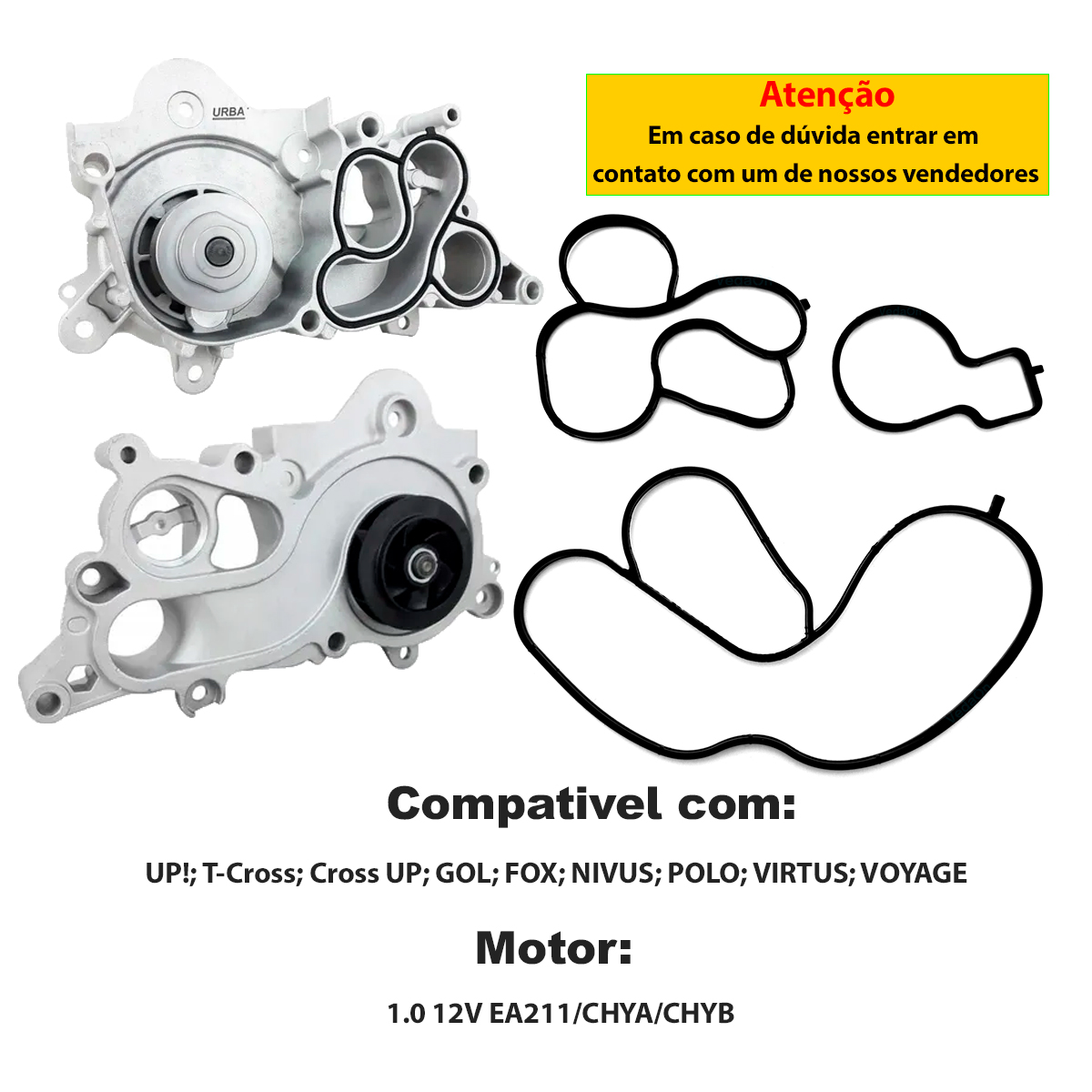 Junta Bomba Dágua VW Up! 1.0 TSI Polo Golf Virtus Fox Blue Motion 12V - Imagem 3