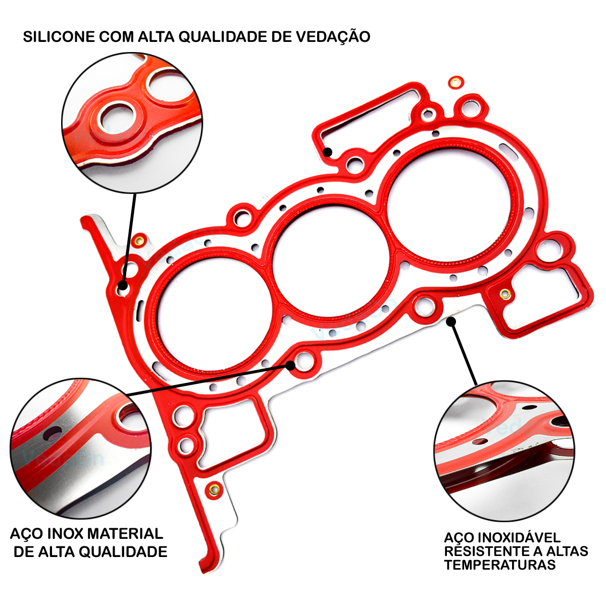 Junta de Cabeçote 0,72mm Renault Logan Sandero Kwid 1.0 12v INOX - Imagem 2