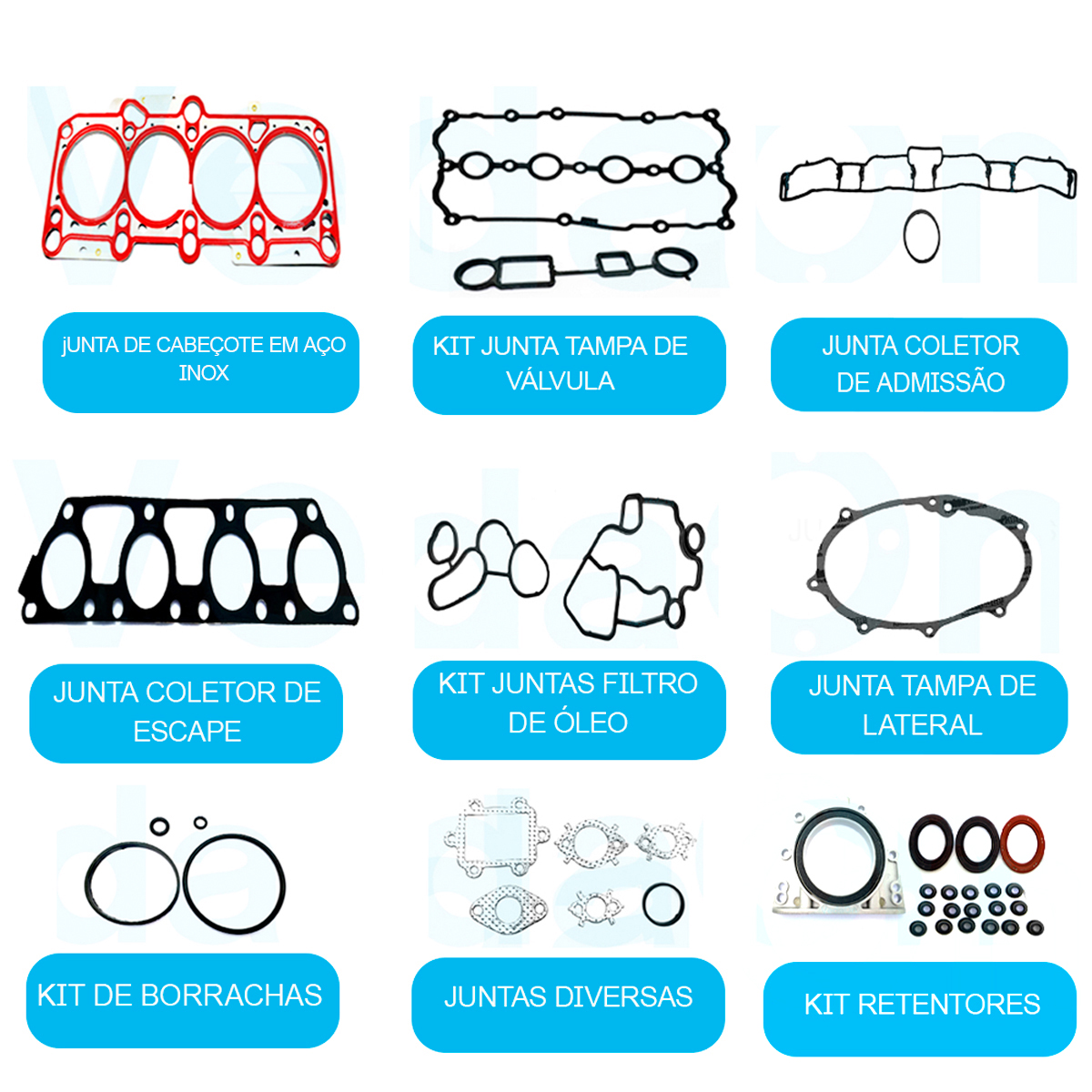 Jogo Junta Completo com Retentor VW Golf Jetta Passat 2.0 16V FSI - Imagem 2
