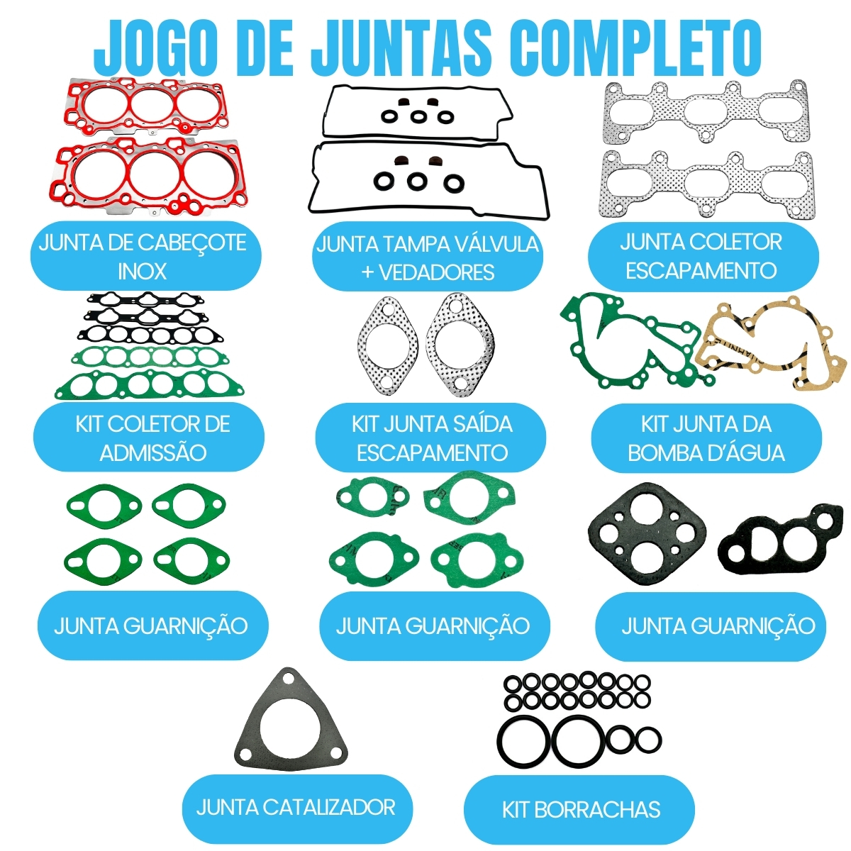 Jogo Junta Completo Hyundai Santa Fé 2.7 V6 24V 05/.. G6EA Em Aço - Imagem 2