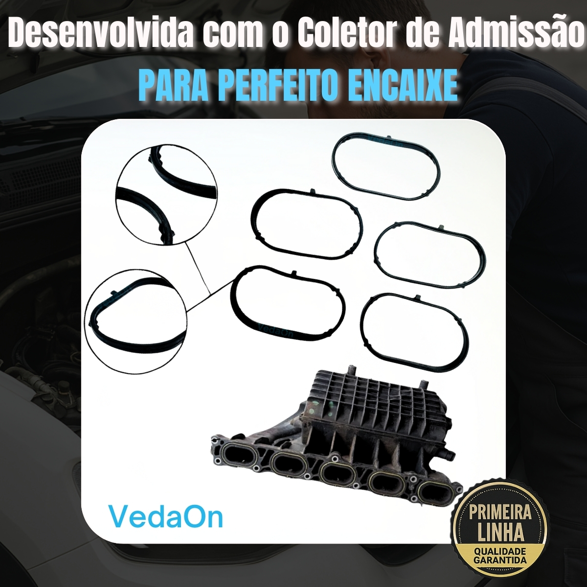 Junta Coletor Admissão Golf New Beetle 2.5 20v 5 Cilindros - Imagem 5