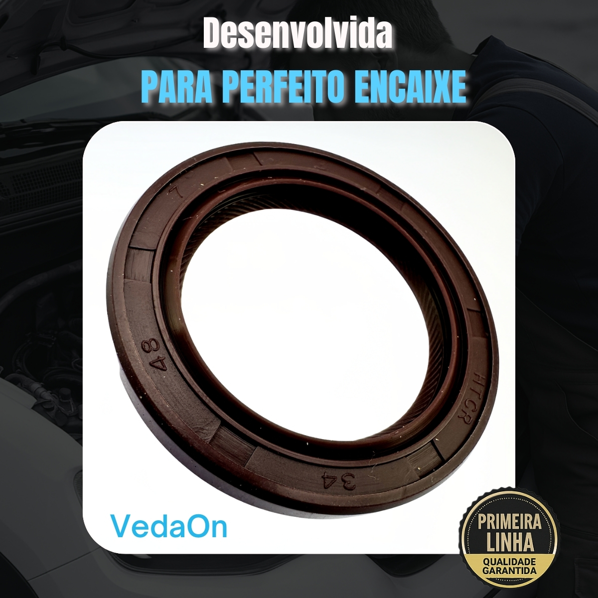 Retentor dianteiro com 34X48X7 12V Hb20 Pican 1.0 Kappa/6V Towner 0.8/16V Sport 2.0 Fe Fed - Imagem 7