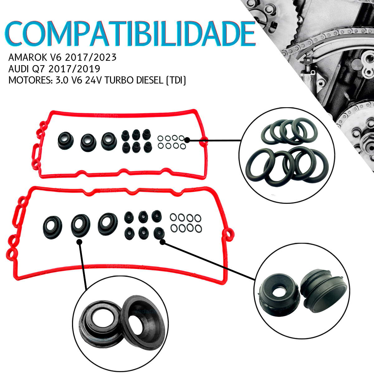 Kit Junta Tampa Válvula VW Amarok 3.0 V6 2018 a 2023 - Imagem 2