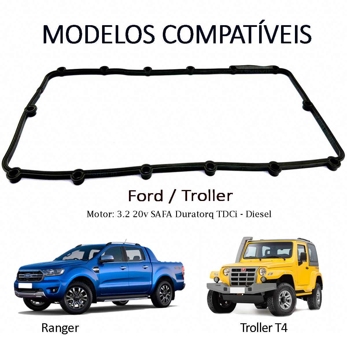 Junta de tampa válvula Ford Ranger 3.2 20V 5 Cilindros - Imagem 5
