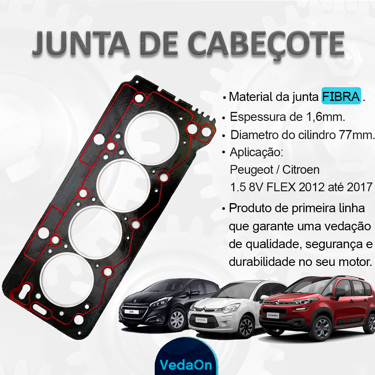 Junta De Cabeçote Citroen C3 Picasso 1.5 8v 2012/... - Imagem 6