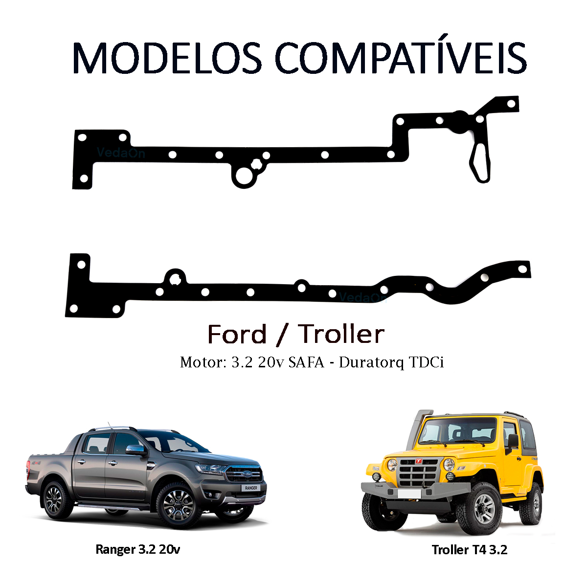 Junta de cárter Ford Ranger 3.2 20V 5 Cilindros - Imagem 5