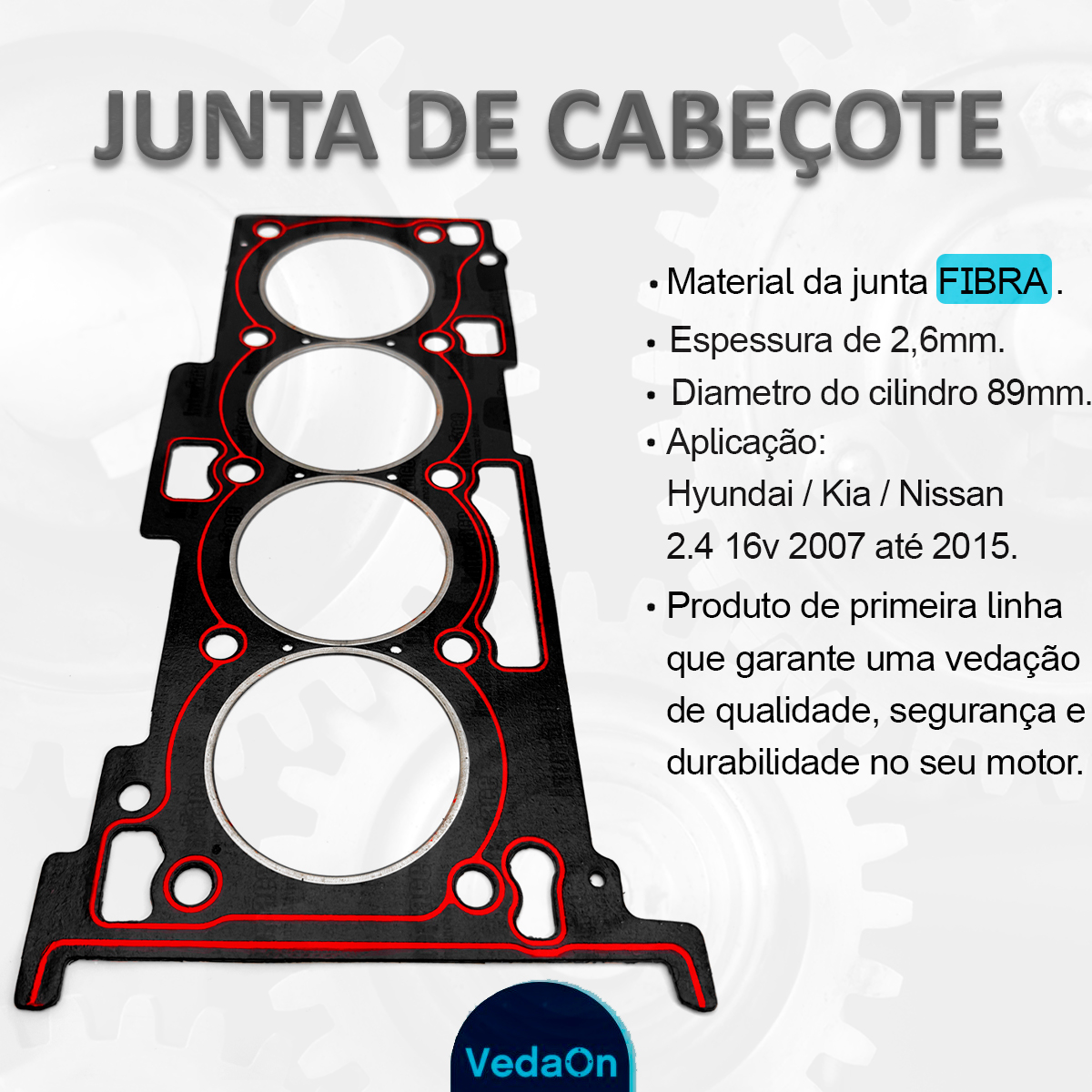 Junta Cabeçote Sob Medida 2,4mm Sonata Ix35 Tucson 2.4 16v G4k - Imagem 5