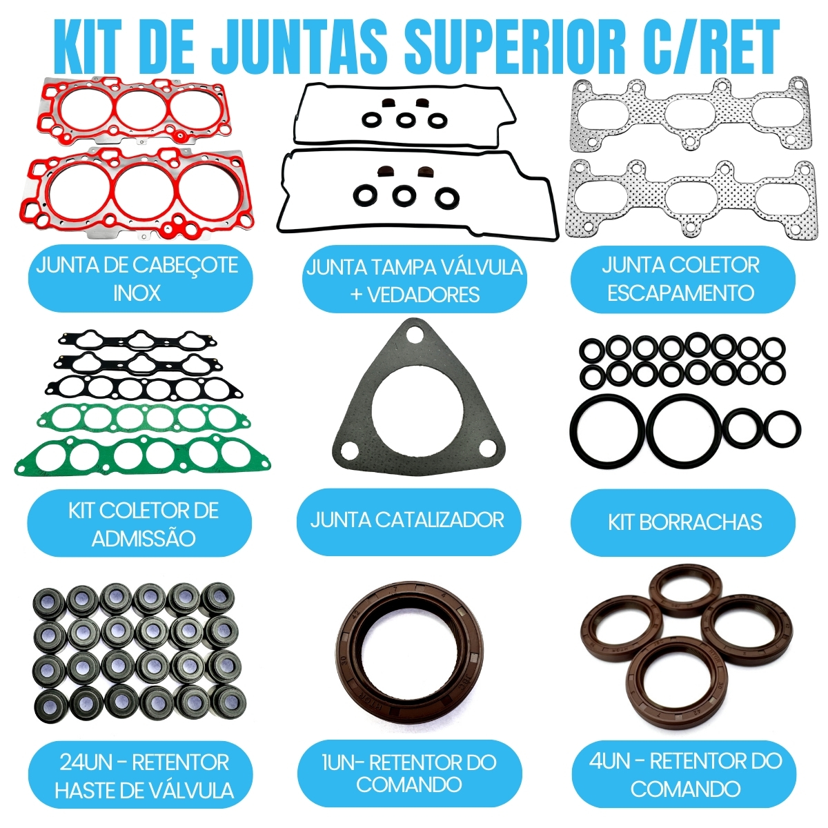 KIT JTAS MLS C/RETENTOR HYUNDAI SANTA FE/ GLS 05/ MTR G6EA DOHC 2.7 V6 24V - Imagem 2