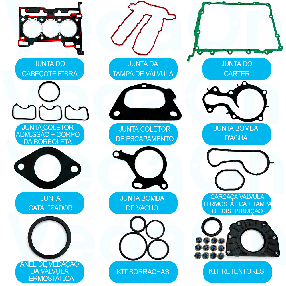 Jogo Junta Completo Retentor para Ford Ka 1.0 12v Flex 3cc - Imagem 2