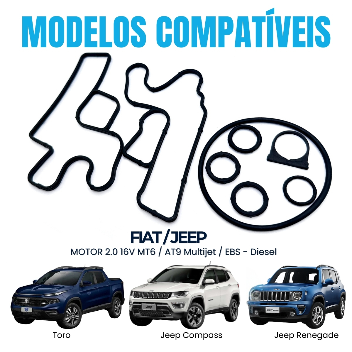 Kit Juntas Filtro de Óleo Fiat Toro Renegade Compass 2.0 16V Diesel MT6 AT9 Multijet - Imagem 2