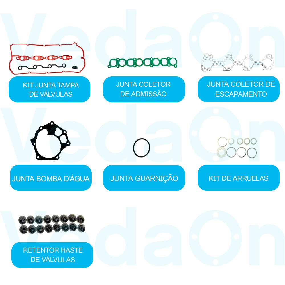 Kit Juntas S/Cabeçote C/ Retentores Hyundai Hr/Kia Bongo 2.5 16V D4Cb - Imagem 2