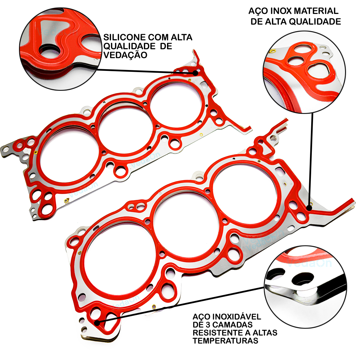KIT JTAS CABEÇOTE INOX D E IX35 GENES VERACRUZ CARINVAL SORENTO 38 V6 24V G6DA - Imagem 3