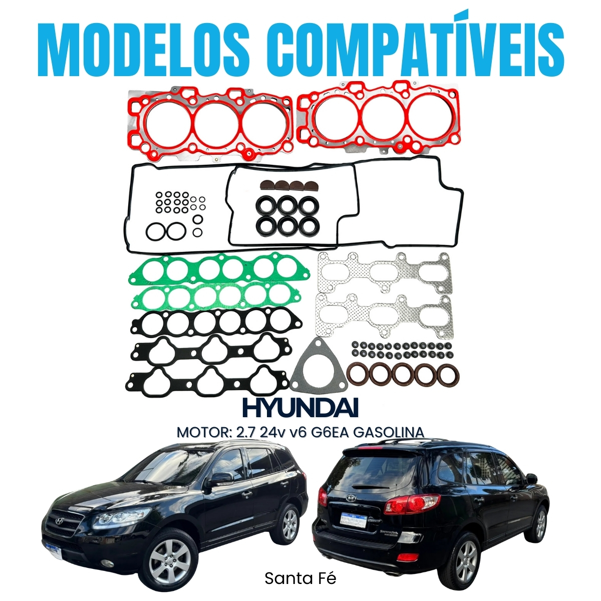 KIT JTAS MLS C/RETENTOR HYUNDAI SANTA FE/ GLS 05/ MTR G6EA DOHC 2.7 V6 24V - Imagem 3