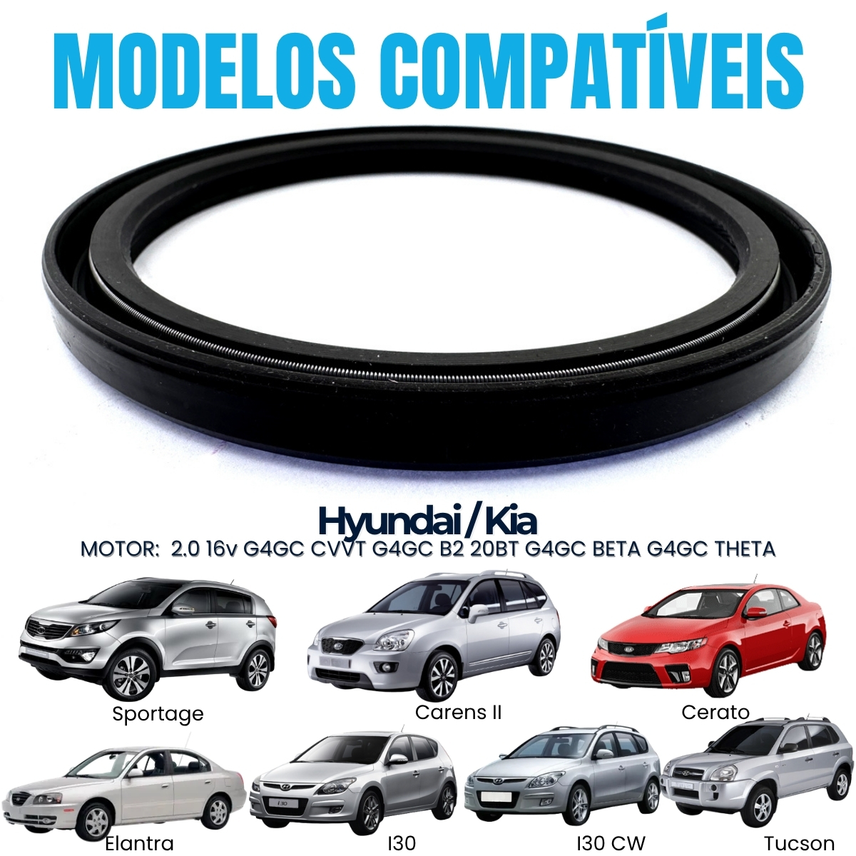 Retentor Traseiro 80X96X9 16V Tucson Elantra Sportage 2.0 G4Gc/ 8V Hr H100 L200 2.5 - Imagem 4