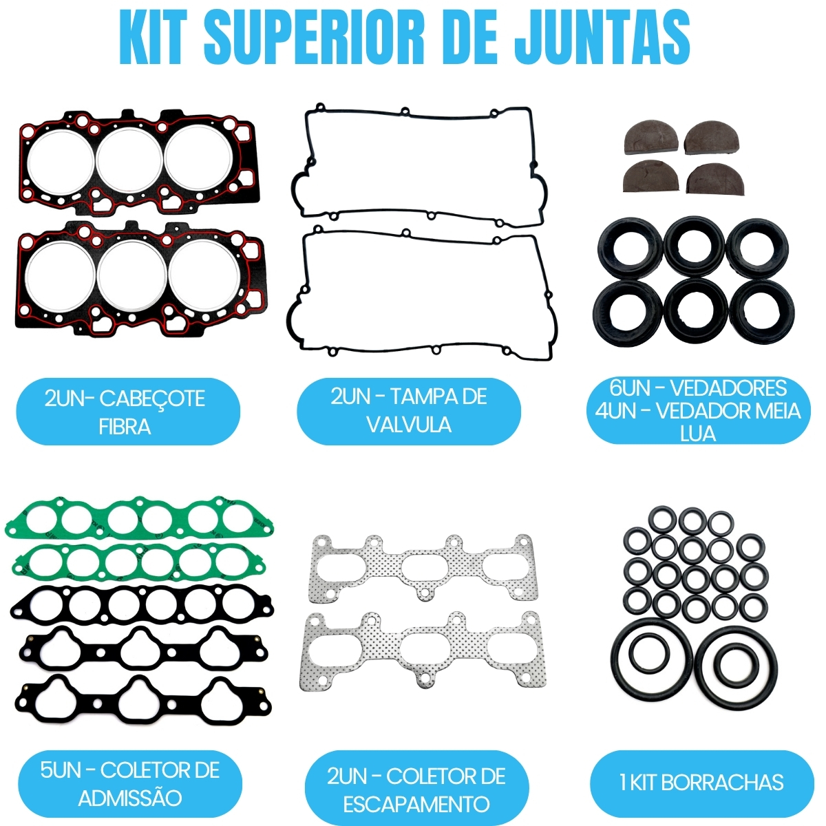 Kit Junta Superior Hyundai Tucson Santa Fé Vera Cruz 2.7 24V V6 G6BA - Imagem 2