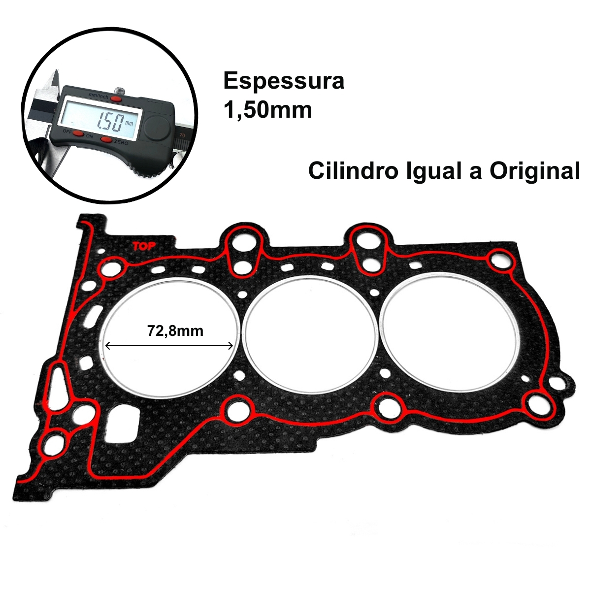 Junta Cabeçote PAK 1,50mm Hyundai HB20 Kia Picanto 1.0 L3 12V DOHC CVVT Kappa B3LA G3LA G3LD - Imagem 2