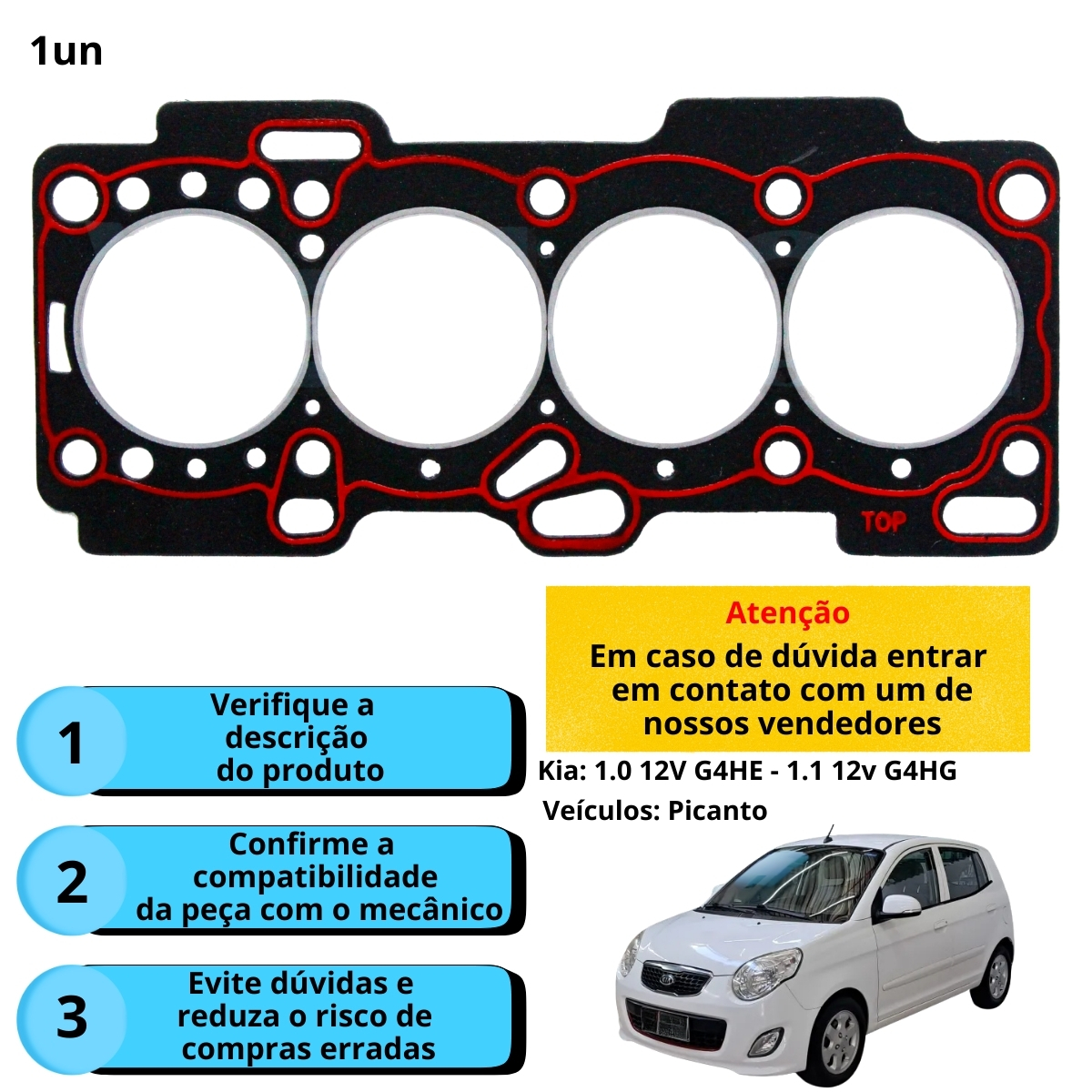 Junta Cabeçote Sob Medida 2,4mm Kia Picanto 1.0 12V 4 Cil - Imagem 4