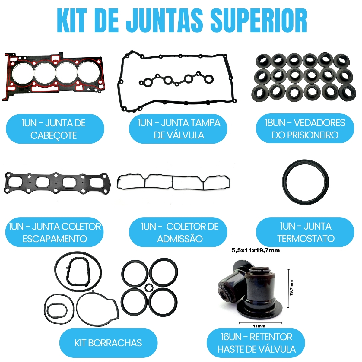 KIT PAK com Retentores Jeep Compas (07/...) Compass Sport (09/09) 2.0 16V - Imagem 2