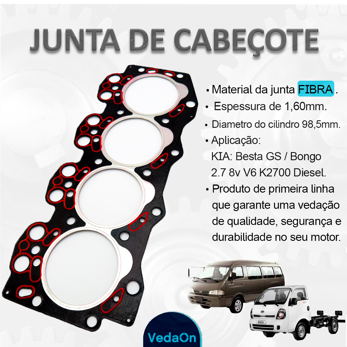 Junta De Cabecote Kia Besta Gs 2.7 8v Bongo K2700 Diesel - Imagem 5