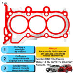 Junta Cabeçote INOX 0,25mm Hyundai HB20 Kia Picanto 1.0 L3 12V DOHC CVVT Kappa B3LA G3LA G3LD - Imagem 4