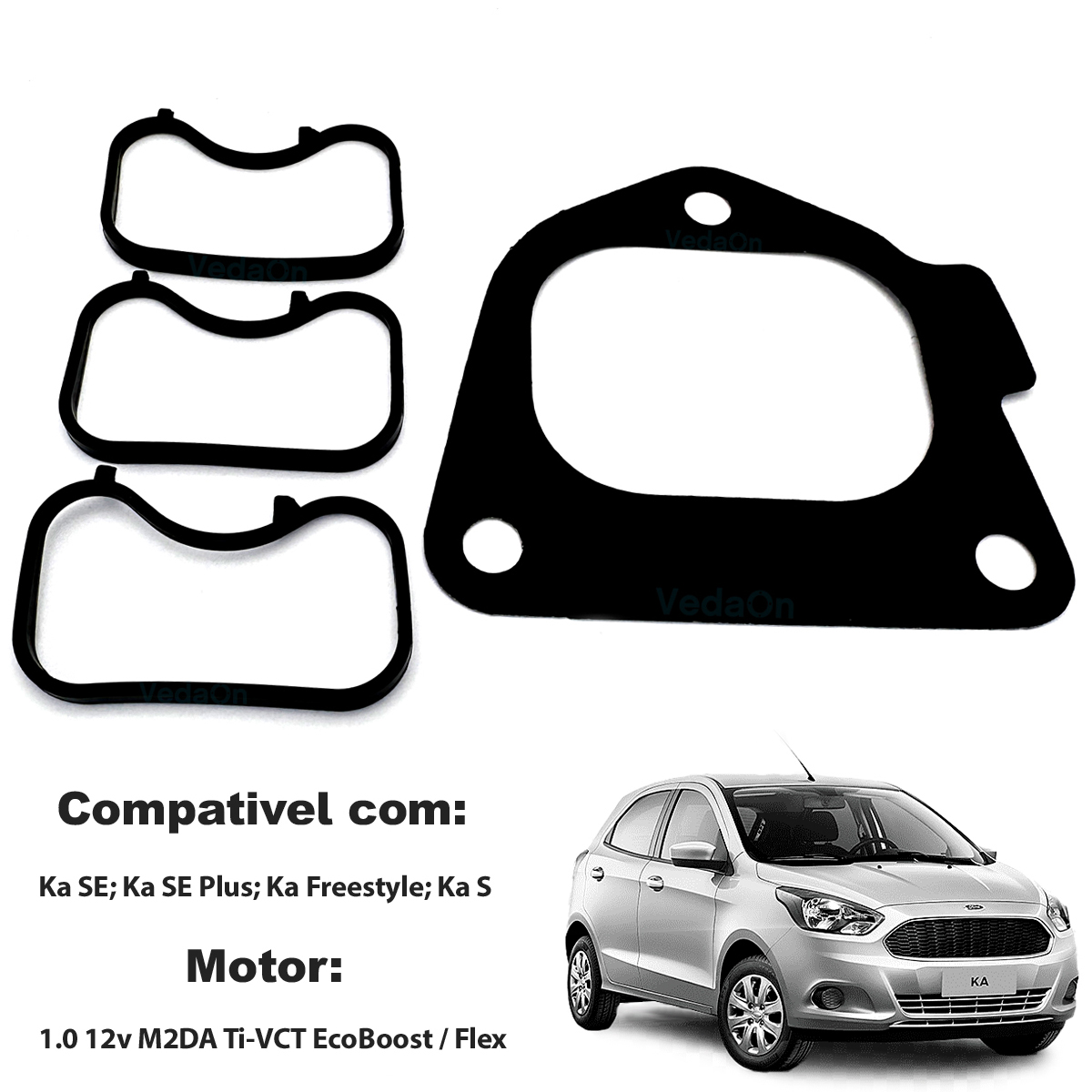Kit Junta Coletores Admissão E Escape Ka New Fiesta 1.0 12v 3cc - Imagem 2