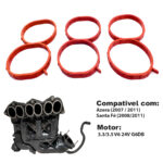 Junta Coletor Admissão Hyundai Kia 3.3 3.0 3.5 3.8 V6 24v Redondo 3 peças - Imagem 2