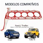 Junta Cabeçote INOX 1mm Ford Ranger Troller T4 3.2 L5 20V DOHC Duratorq TDCi - Imagem 3