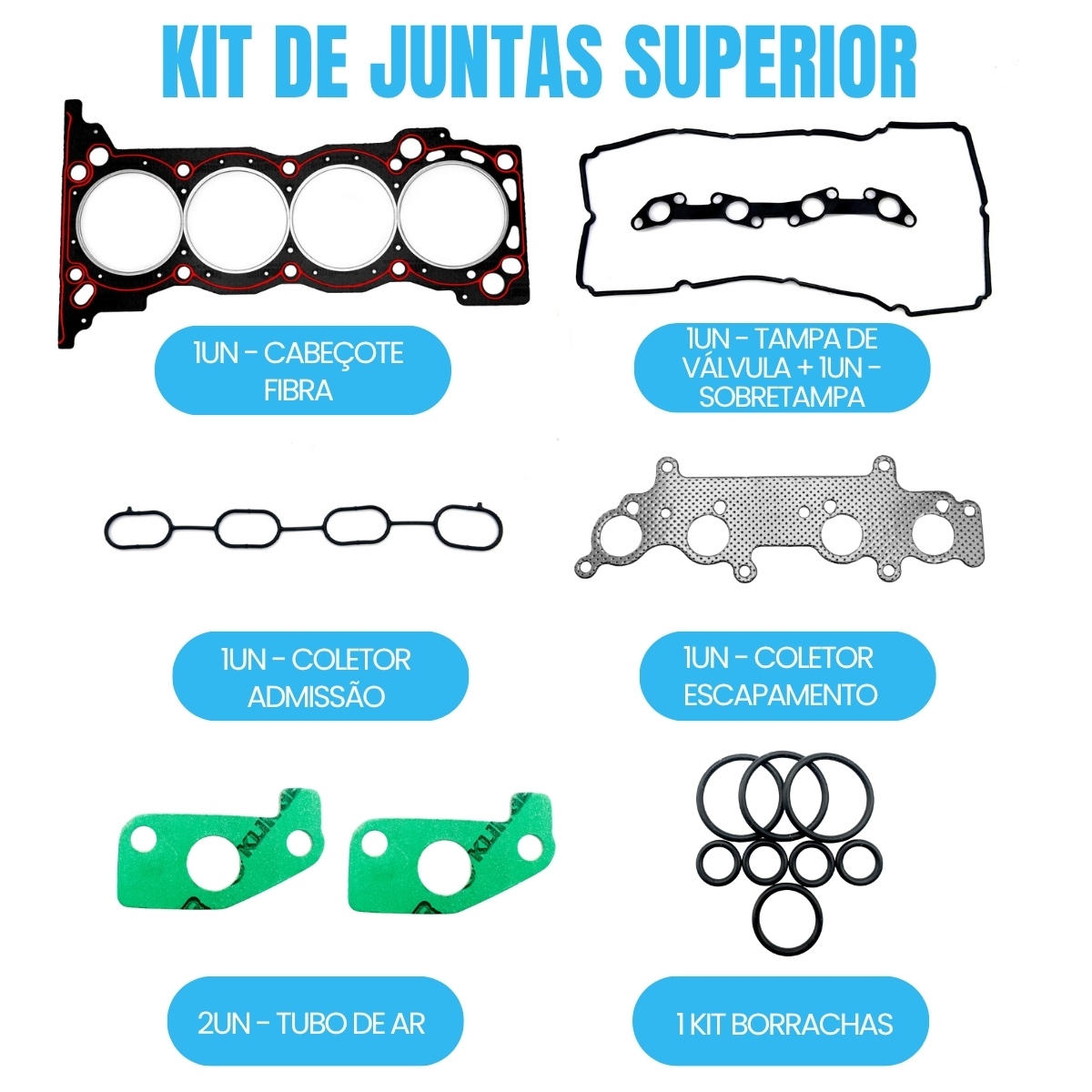 Kit de junta superior retificação Toyota Hilux SW4 2.7 16V 2TR-FE - Imagem 2