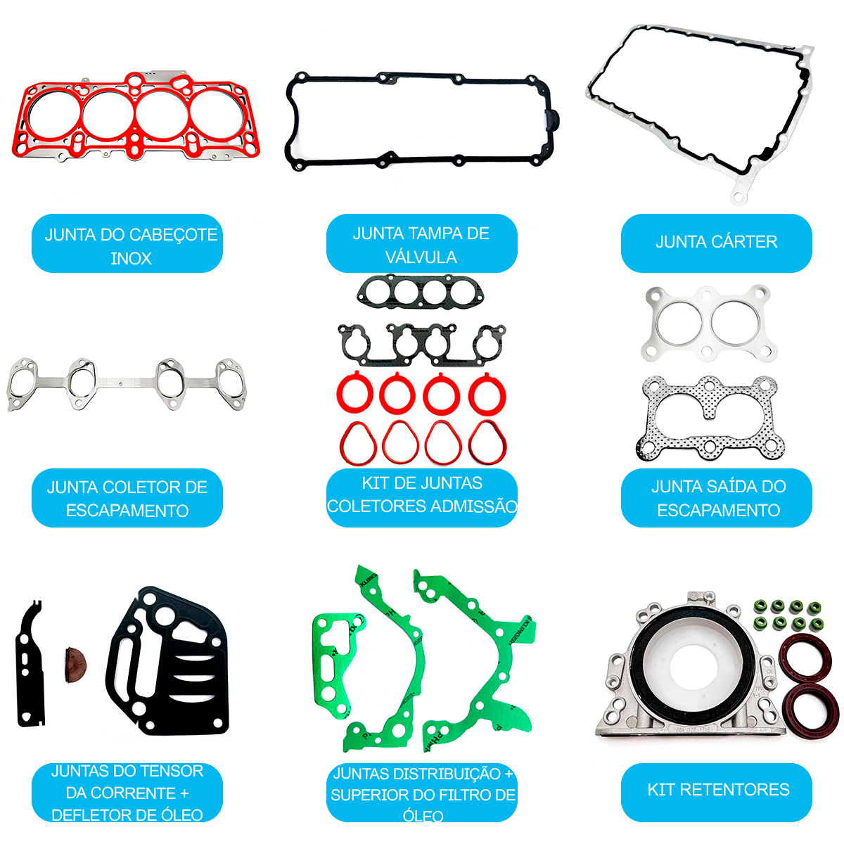 Junta Completa C/retentor New Beetle Jetta 2.0 8v Apk Em Aço - Imagem 2