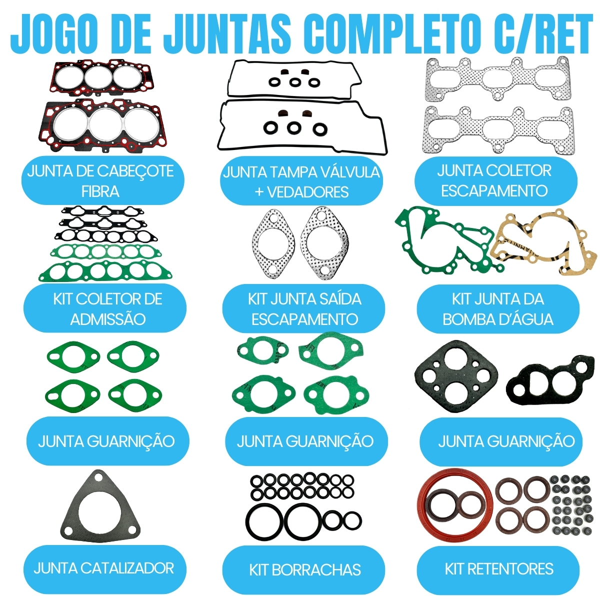 Jogo Junta Completo Retentor Hyundai Santa Fé Azera 2.7 V6 24V G6EA - Imagem 2