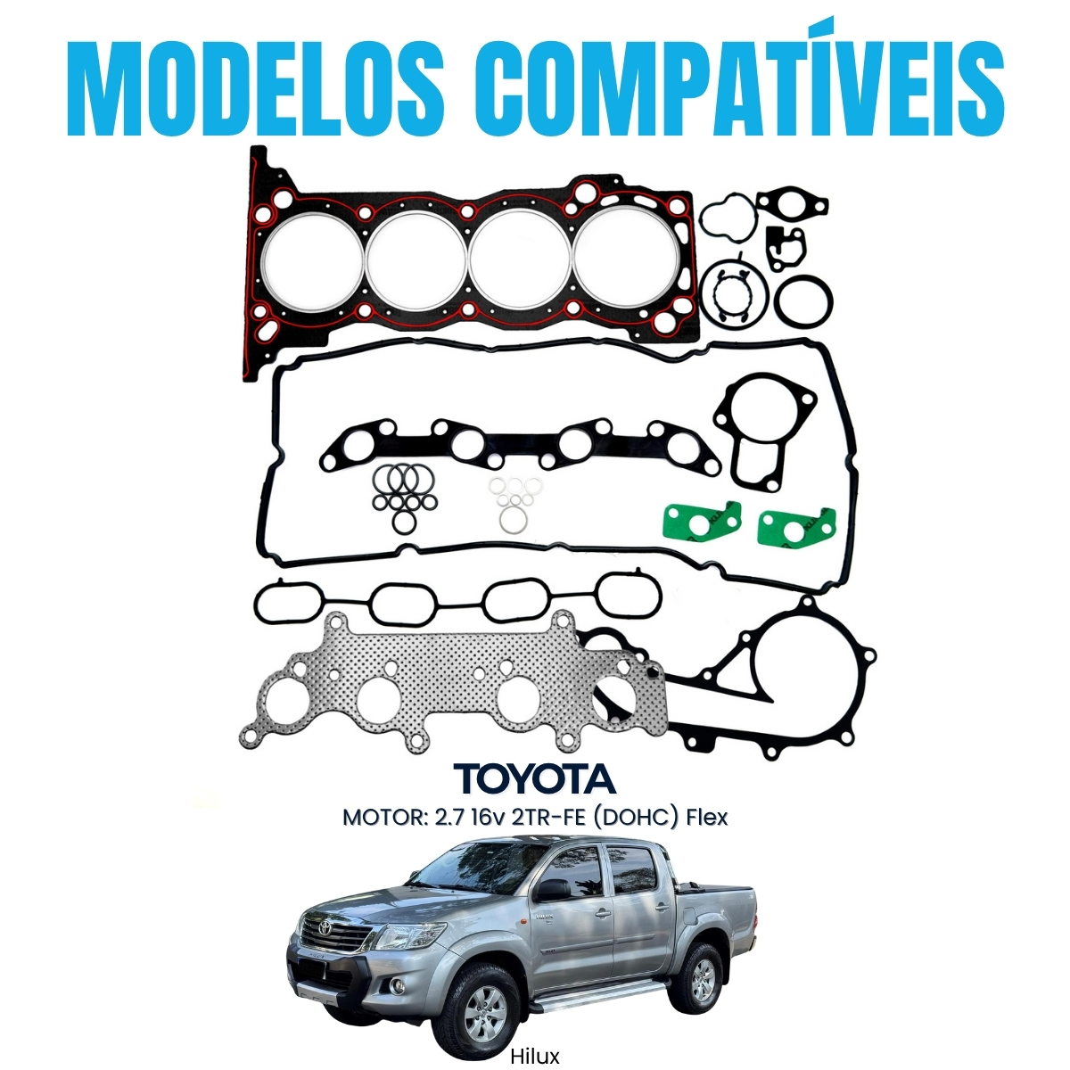 Jogo de junta completo Toyota Hilux Sw4 2.7 16V 2TR-FE - Imagem 4