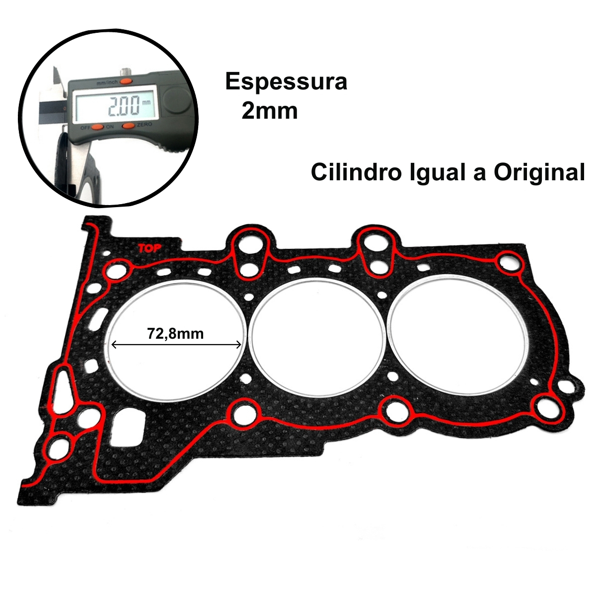 Junta Cabeçote Sob Medida 2mm Hyundai HB20 1.0 3 Cil Kappa - Imagem 3