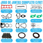 Jogo de Junta com Retentor Toyota Hilux Sw4 2.7 16v Gas E Flex - Aço - Imagem 2