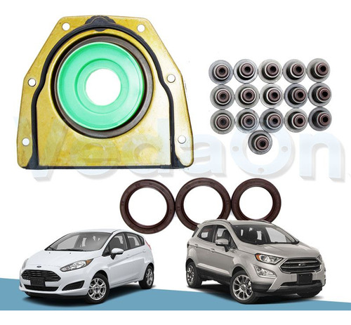 Kit de Retentores Ford Fiesta/Focus/Ecosport/ 16V 1.4 Zetec SE / 1.6 Zetec-S Sigma - Com Flange