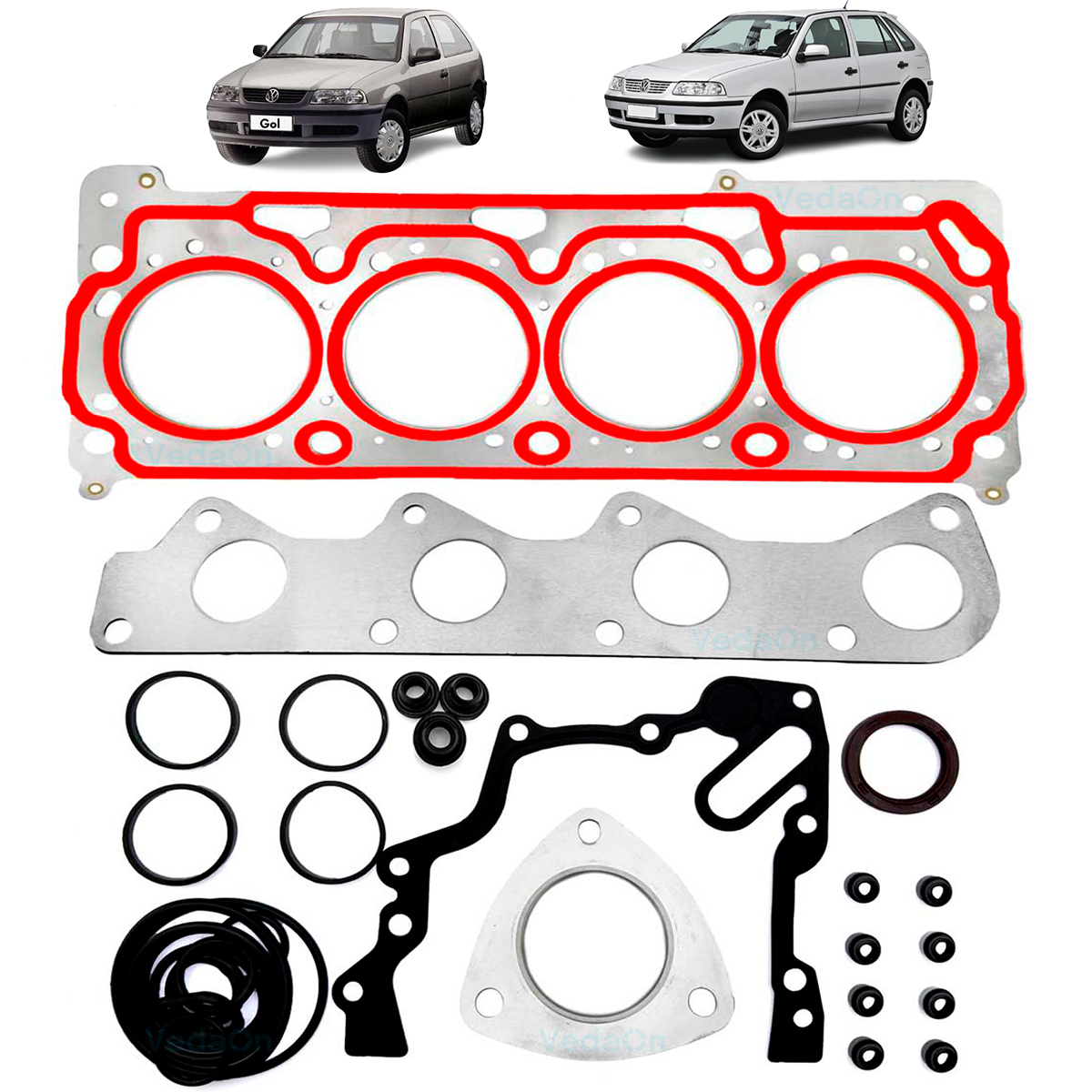 Kit Junta Gol At Power Sohc 8V INOX C/ Retentores De Comando E Hastes De Válvulas