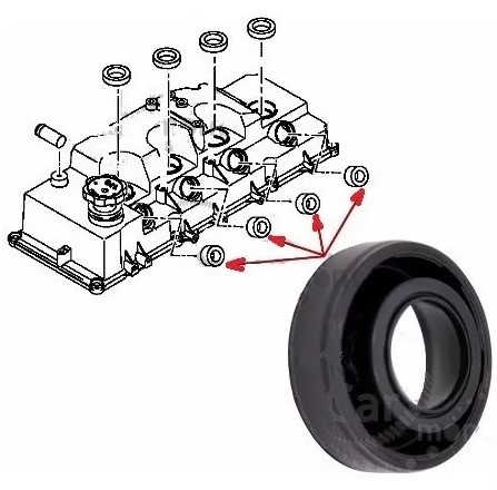 Kit Anel Vedadores Velas Bico Tampa Válvula Pajero L200 Triton 3.2 4M41 - Imagem 3