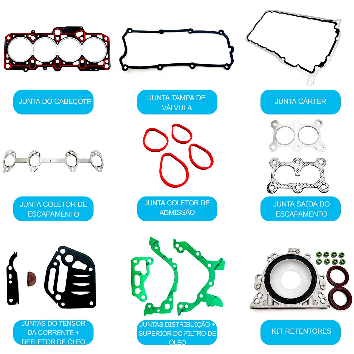 Junta Completa C/retentor New Beetle 2.0 8v Bloco Bbx Beh - Imagem 2