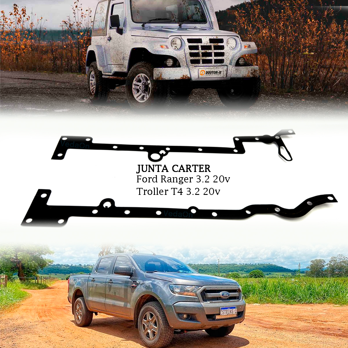 Junta de cárter Ford Ranger 3.2 20V 5 Cilindros - Imagem 2