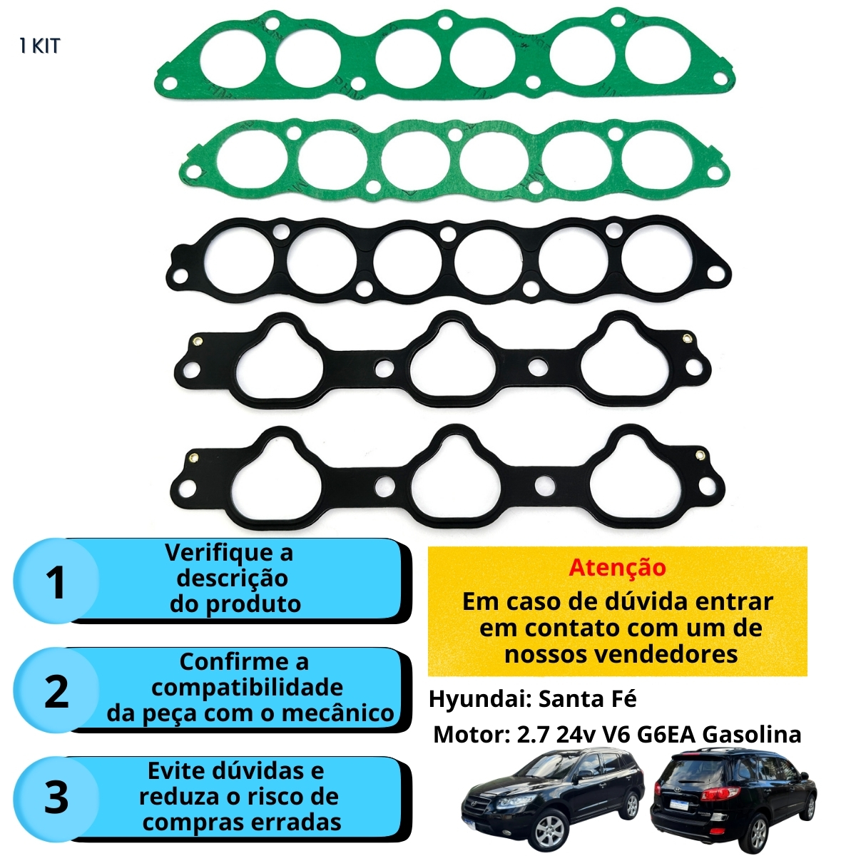 Kit Coletor de Admissão Tucson/ Sonata/ Santa Fe 2.7 V6 24V G6BA / G6EA DOHC - Imagem 3