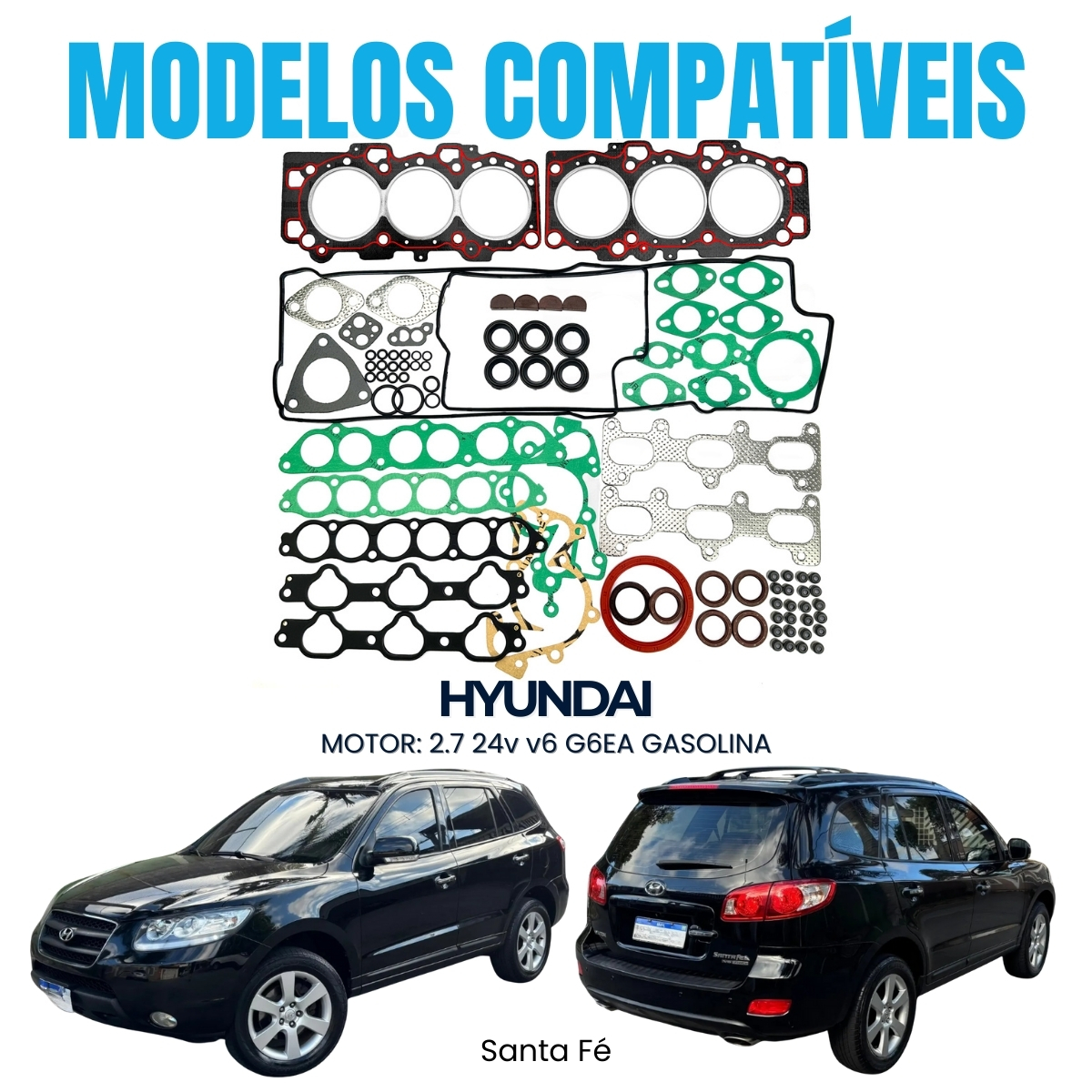 Jogo Junta Completo Retentor Hyundai Santa Fé Azera 2.7 V6 24V G6EA - Imagem 3