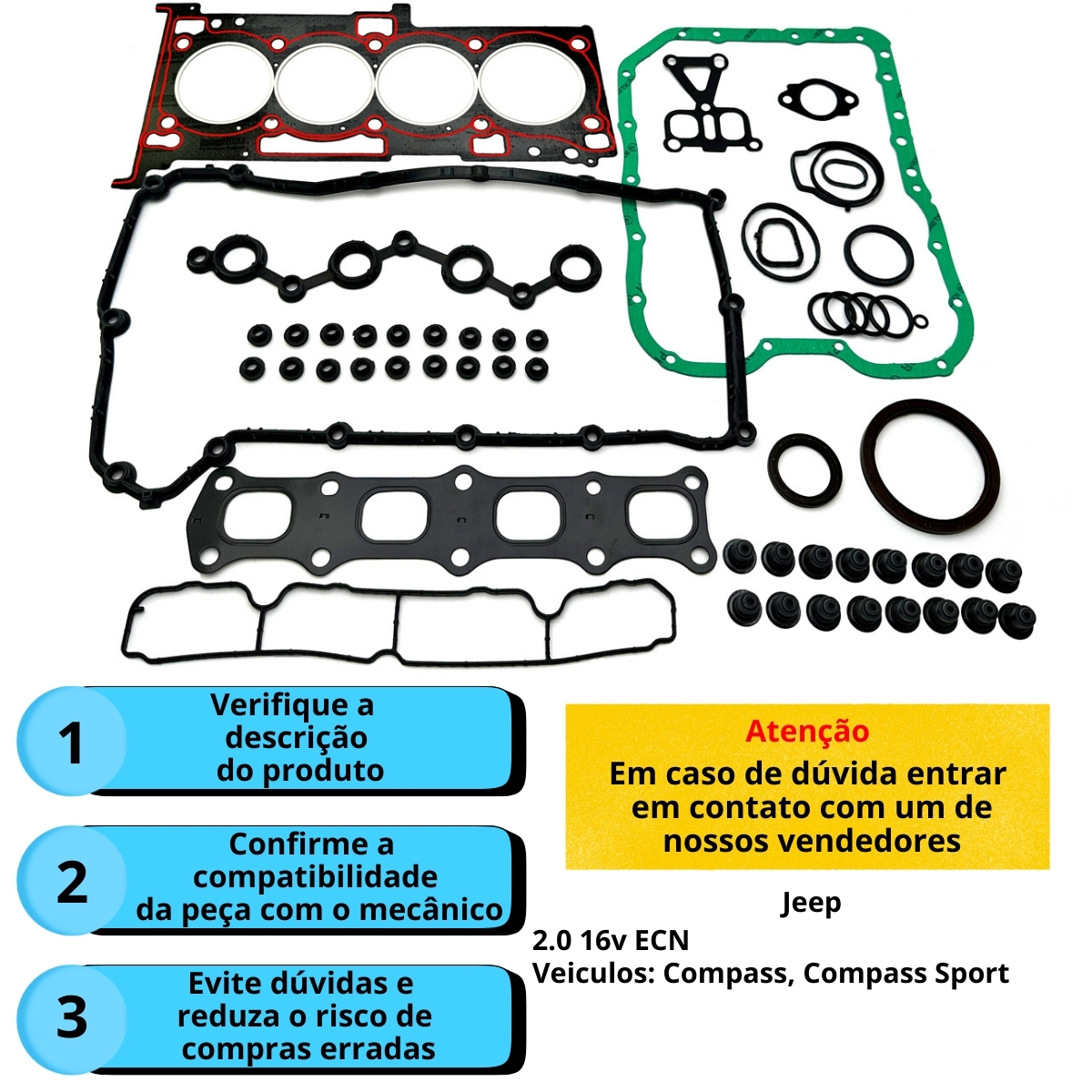 Jogo Completo PAK Com Retentor Jeep Compass Sport 2.0 16V ECN - Imagem 3