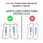 Junta Tampa de Válvula Hyundai Tucson Santa Fé Vera Cruz 2.7 24V V6 G6BA - Imagem 7