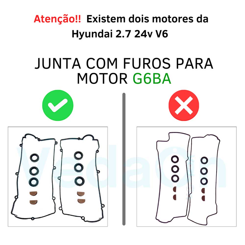 Junta Tampa de Válvula Hyundai Tucson Santa Fé Vera Cruz 2.7 24V V6 G6BA - Imagem 7
