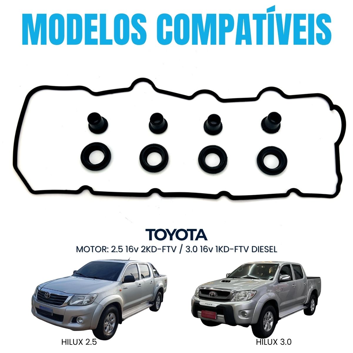 Kit Junta Tampa Valvula Toyota Hilux 2.5 3.0 16v 2kd 1kd - Imagem 2