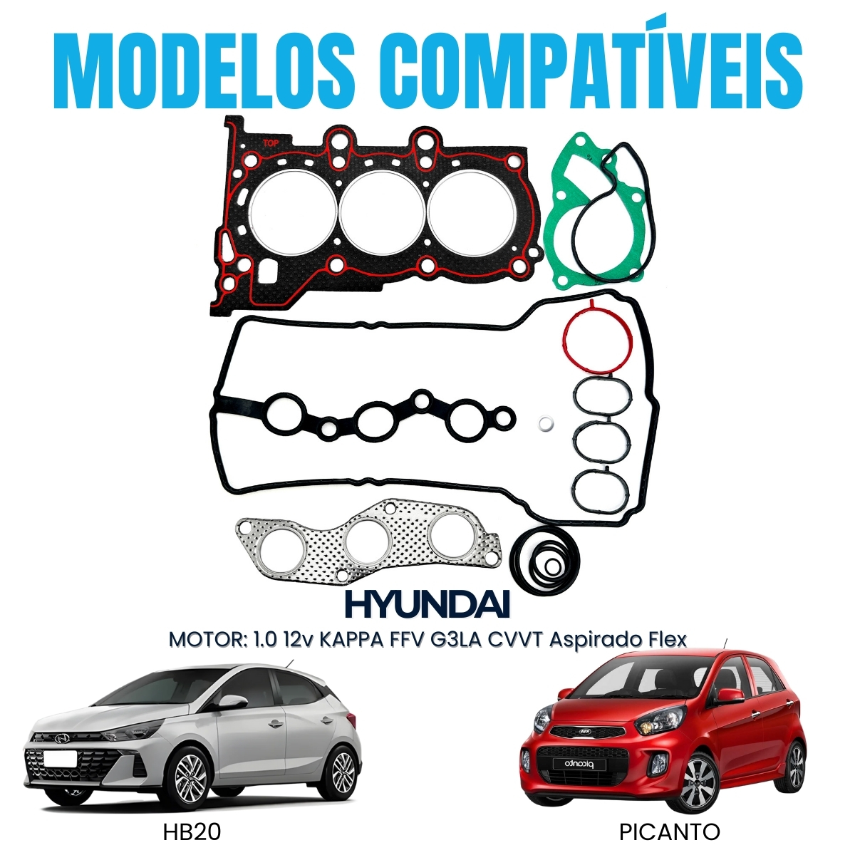 Kit Junta Superior Kia Picanto 1.0 12v 3 Cilindros - Imagem 3